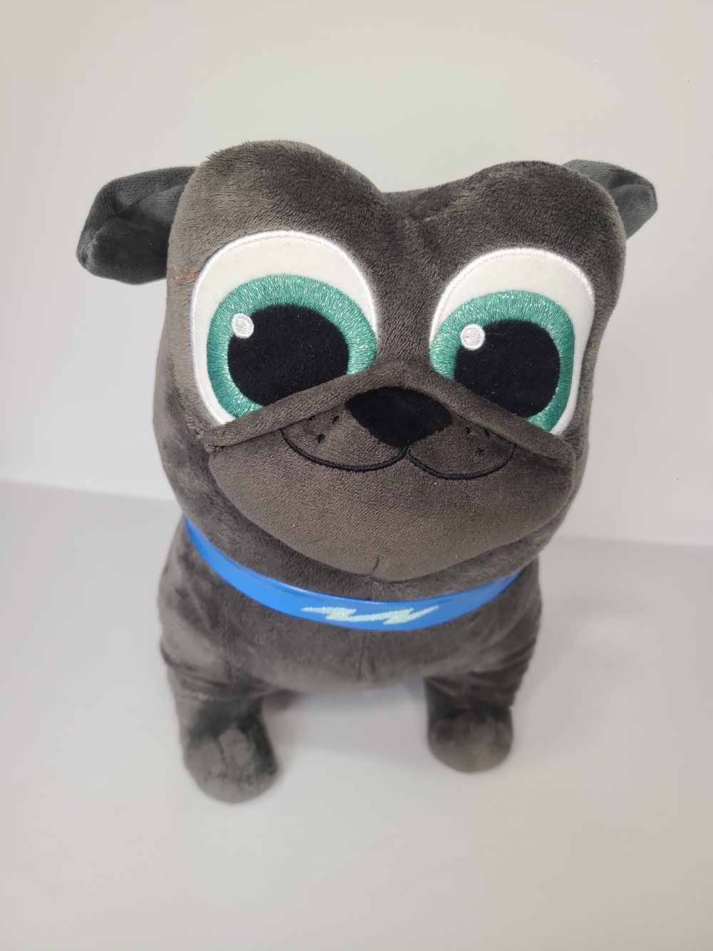 Disney Junior Puppy Dog Pals Bingo Plush Pug Gray Stuffed Animal Blue Collar 10”